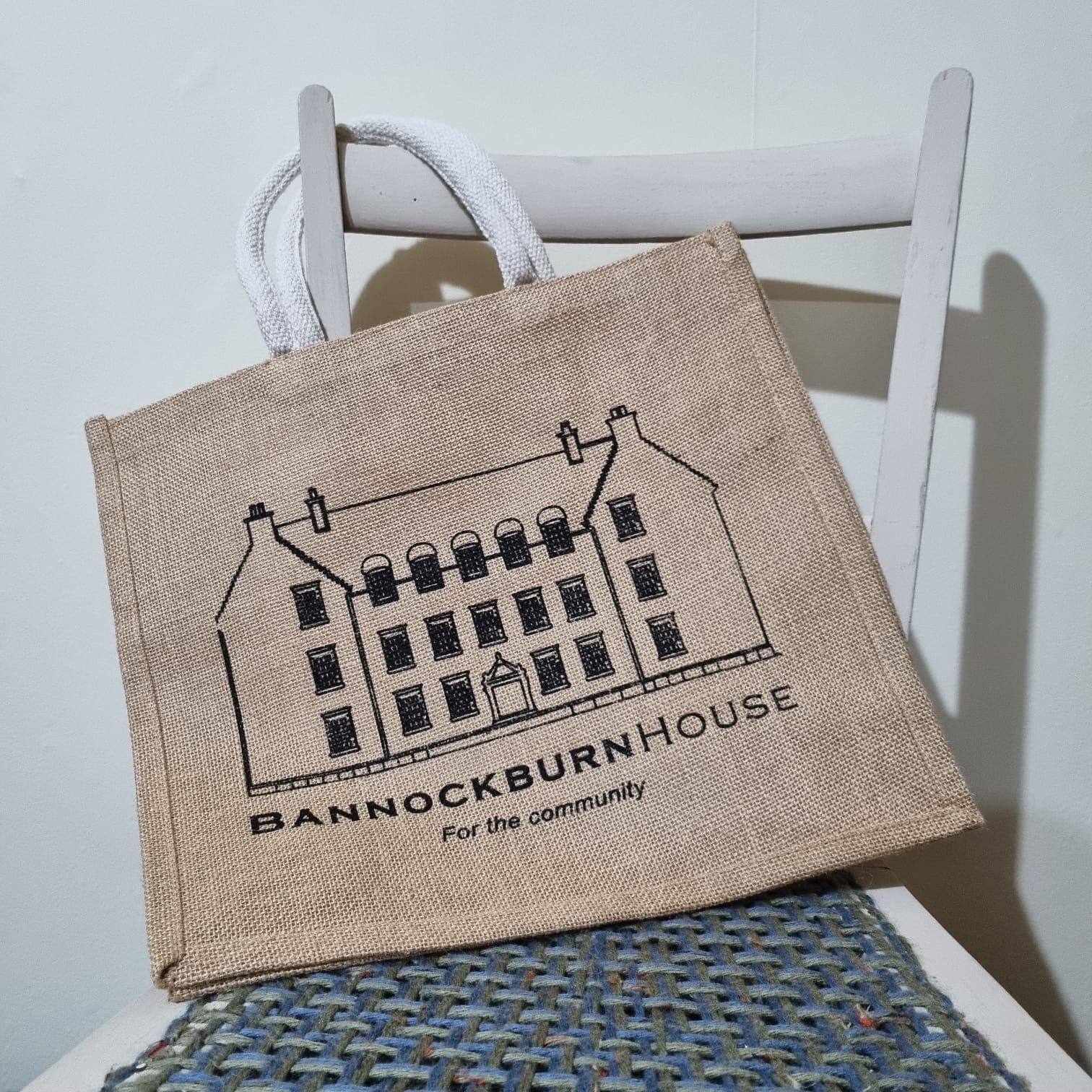 Jute bag with bannockburn house logo
